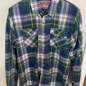 DIXXON Griswold Men's Blue and Green Plaid Flannel Shirt